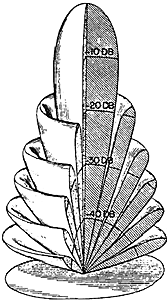Sensors Insights 4 2017-11-03 Fig7 Figure 7.A transducer with a circular radiating surface whose diameter is large in comparison to a wavelength produces a narrow, conical beam pattern with multiple secondary lobes.